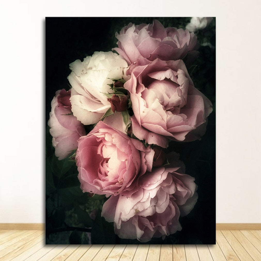 Realistic Pink and White Flower Canvas Art