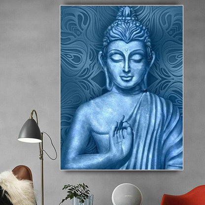 Blue Buddha Statue Canvas Art