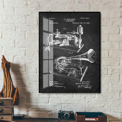 Music Instrument Blueprint Canvas Art