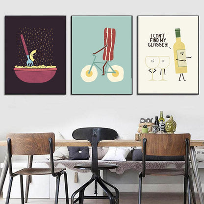 Funny Food Wine Canvas Art