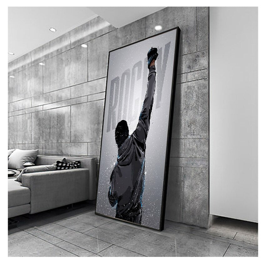 Black and White Rocky Balboa Boxing Quotes Canvas Art