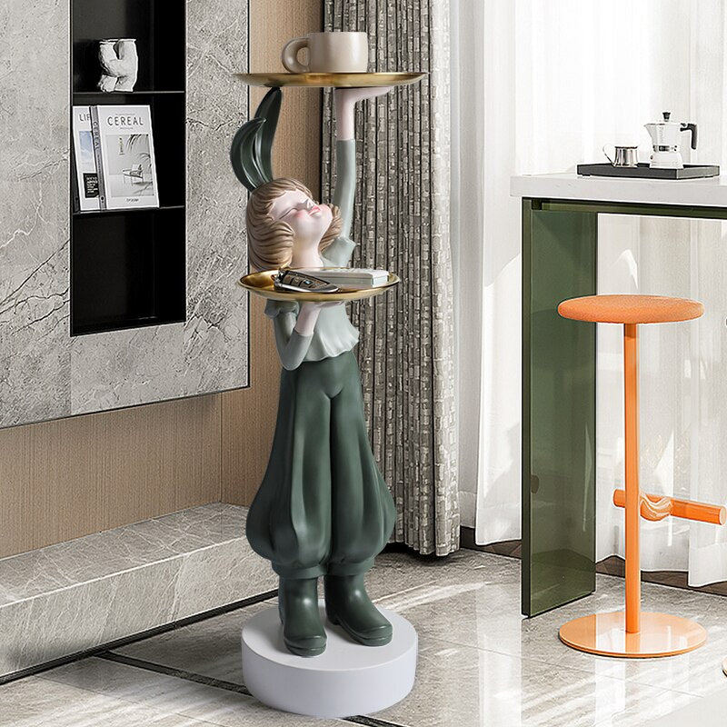 Modern Girl Tray Statue