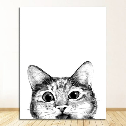 Black and White Kitty Cat Canvas Art