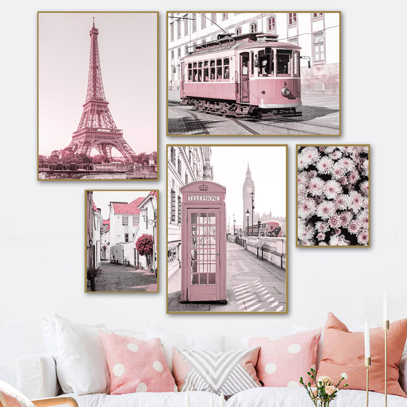 Pink European Cities Canvas Art