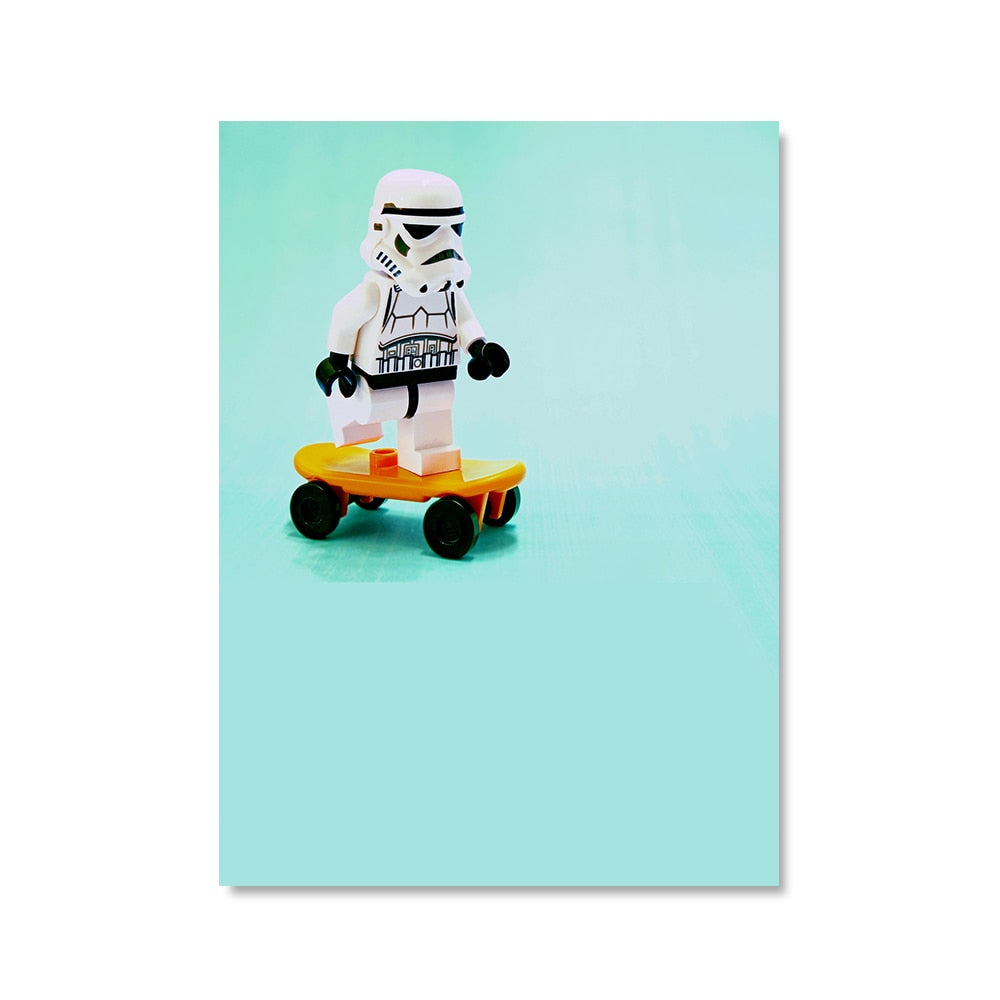 Cute Stormtrooper Riding A Bike Canvas Art