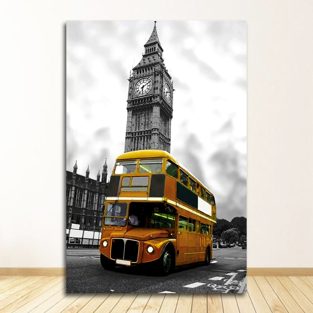 London Paris City Landscape Canvas Art