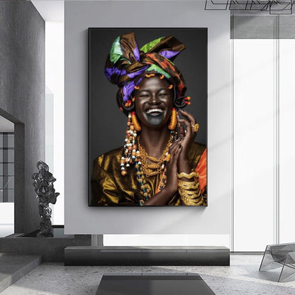 African Woman with Traditional Wear Canvas Art