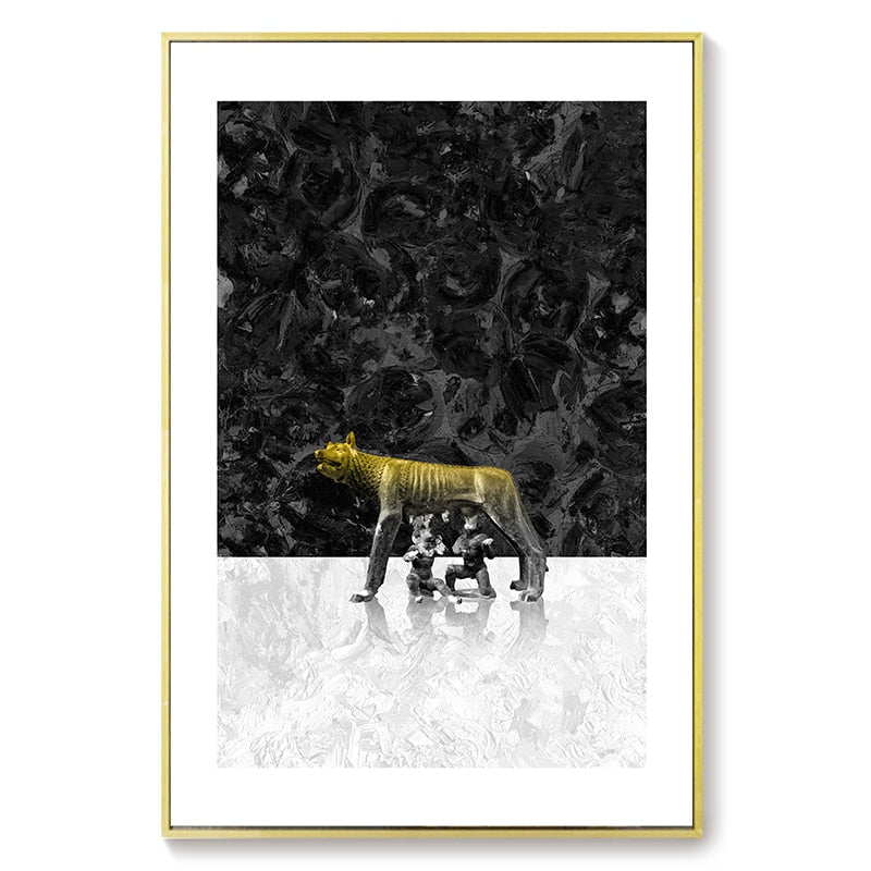 Animal Black and White Background Canvas Art