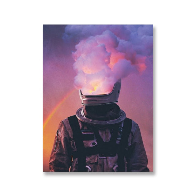 Astronaut In Space Looking Down On The Earth Canvas Art