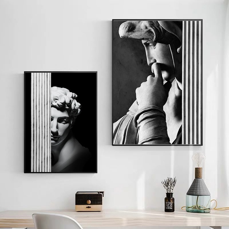 Black and White David Canvas Art