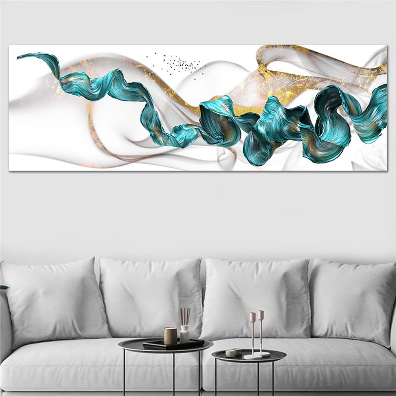 Drifting Green Abstract Wall Art Canvas