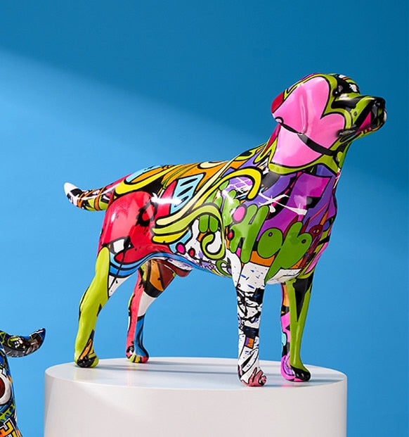 Graffiti Labrador Resin Statue