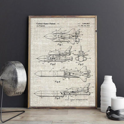 Space Shuttle Patent Blueprint Canvas Art