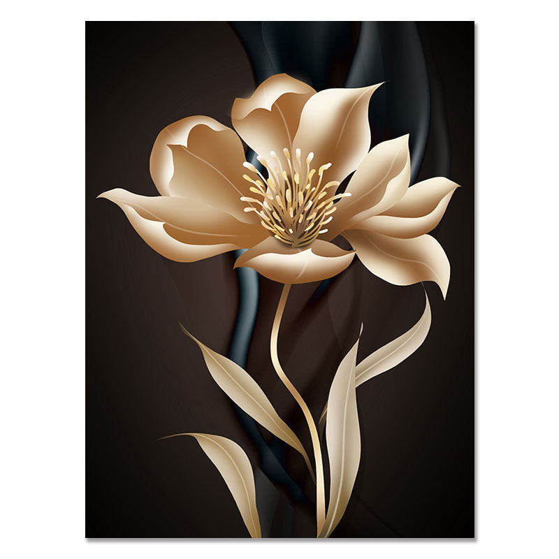 Beautiful Black Golden Flower Canvas Art