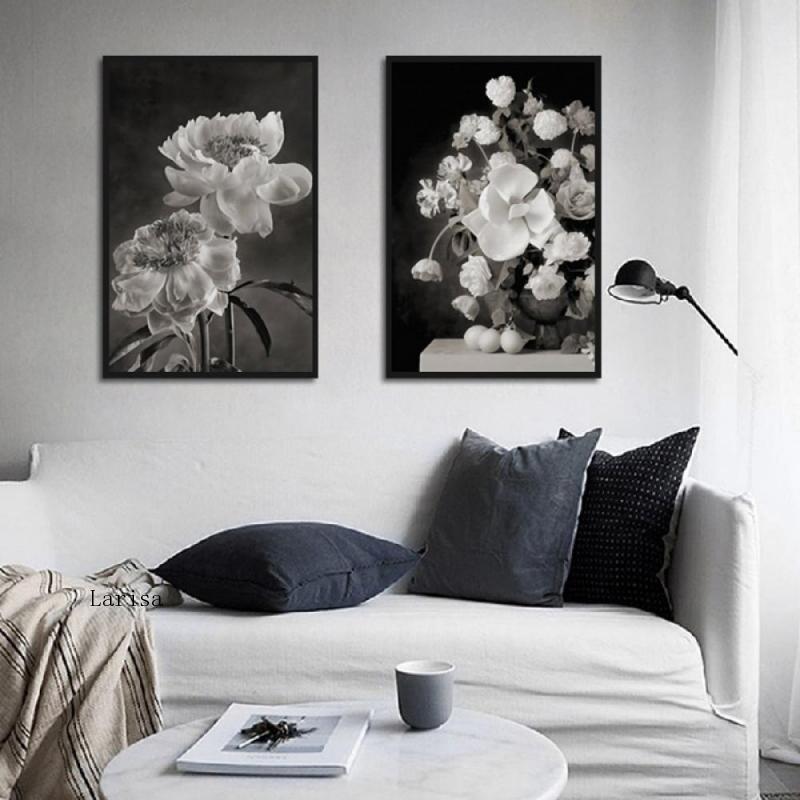 Black and White Flower Canvas Art