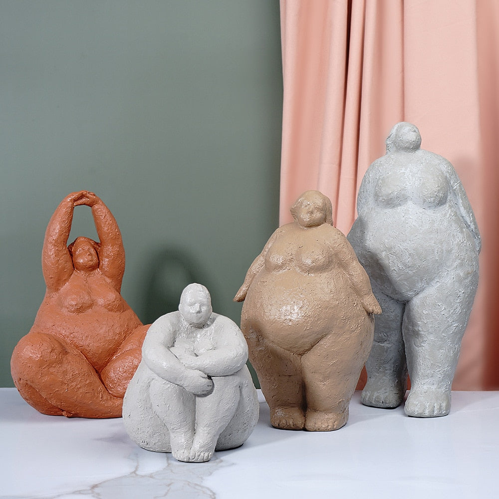 Abstract Fat Lady Figurines