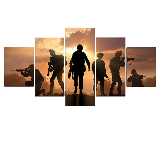 Patriotic US Army Sunset Canvas Art