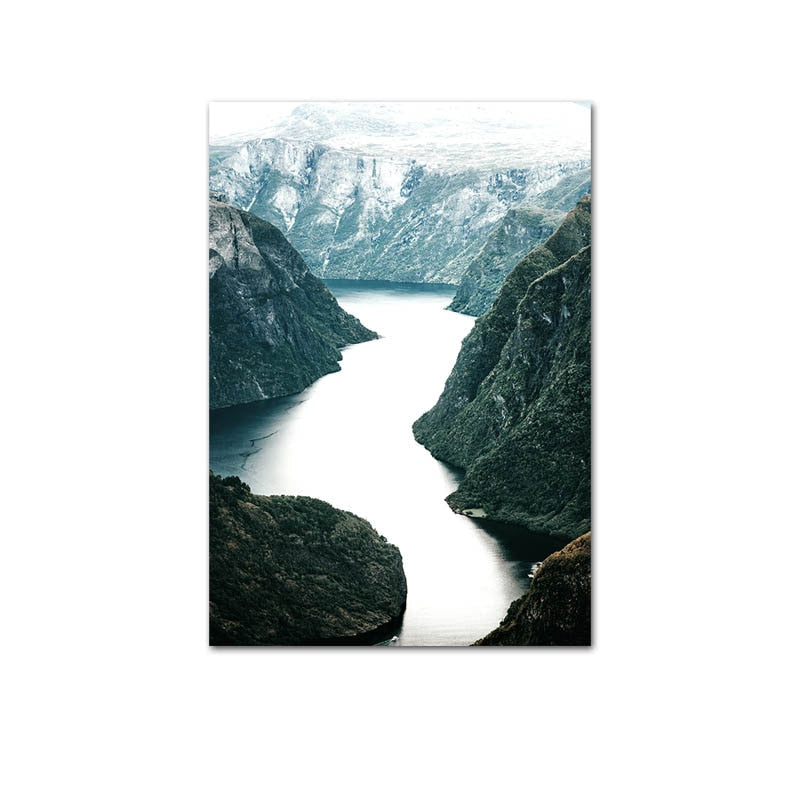 Nordic Scandinavian Mountain Landscape Canvas Art