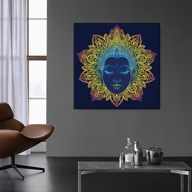 Mandala Buddha Face Canvas Art