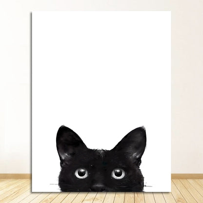 Black and White Kitty Cat Canvas Art