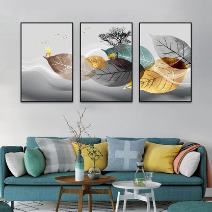 Nordic Abstract Leaf Canvas Art