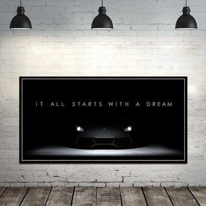 Dream Car Motivational Canvas Art