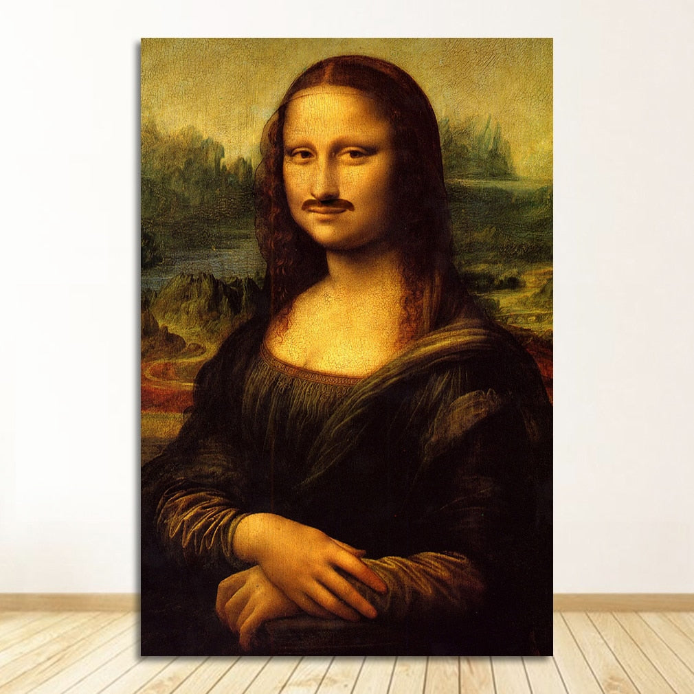 Art Mona Lisa Smoking Joint Canvas