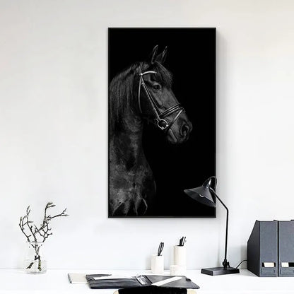 Black Horse Portrait Wall Art Canvas