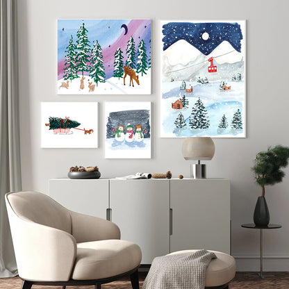 Christmas Snowman Canvas Art