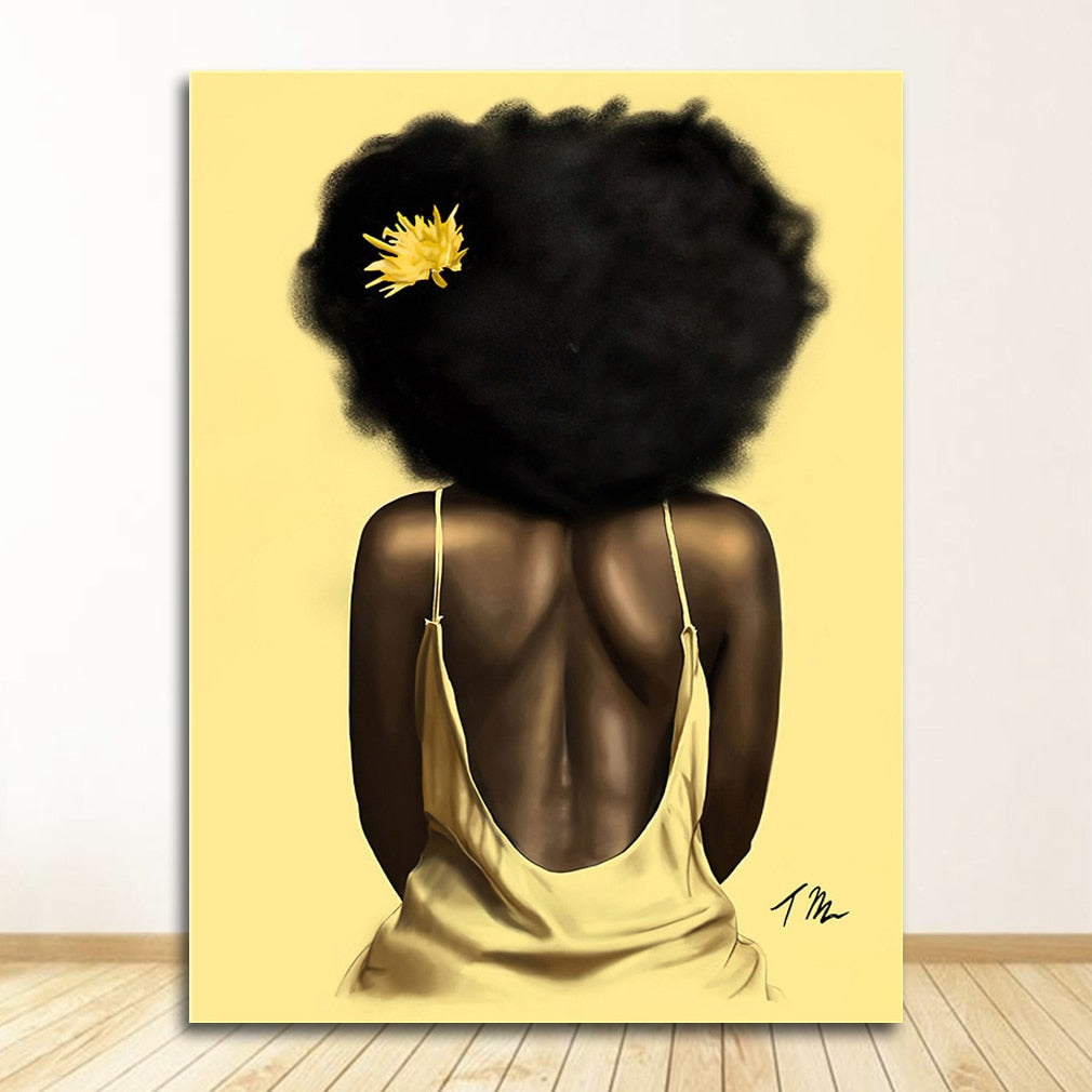 African Art Black Woman Portrait Canvas