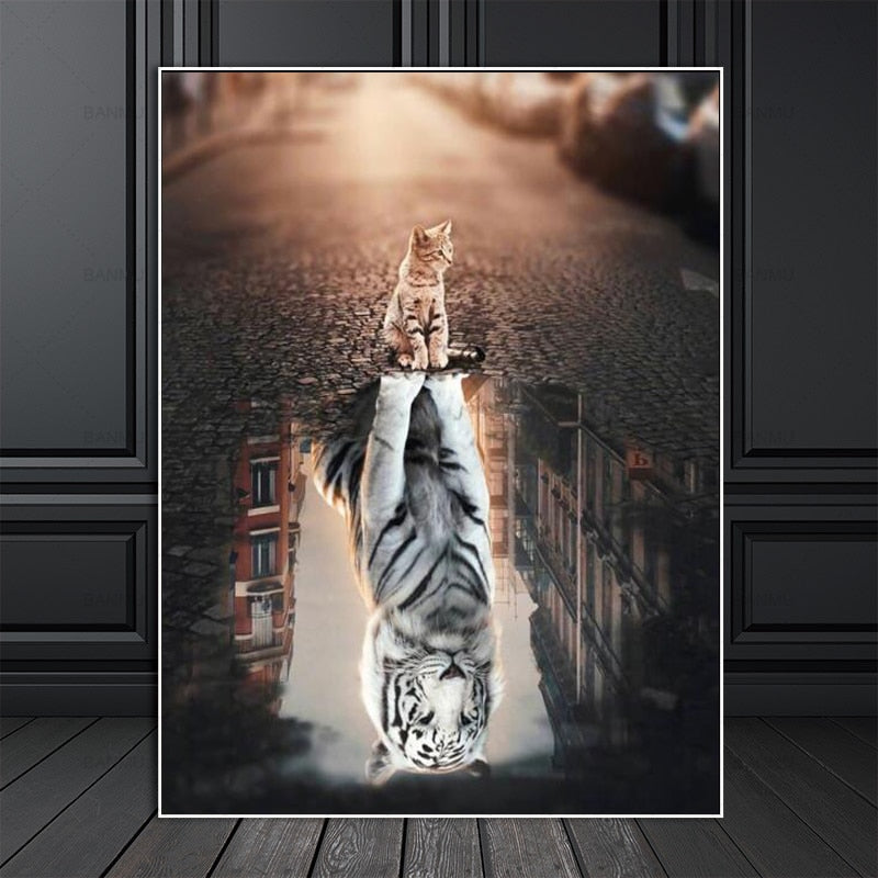 Cat Reflection Mindset Canvas Art