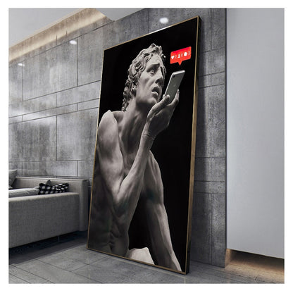 Greek Sculpture with Phone Canvas Art