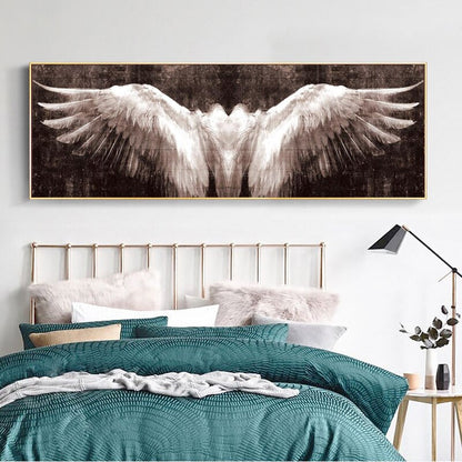 Black And White Angel Wings Wall Art Canvas