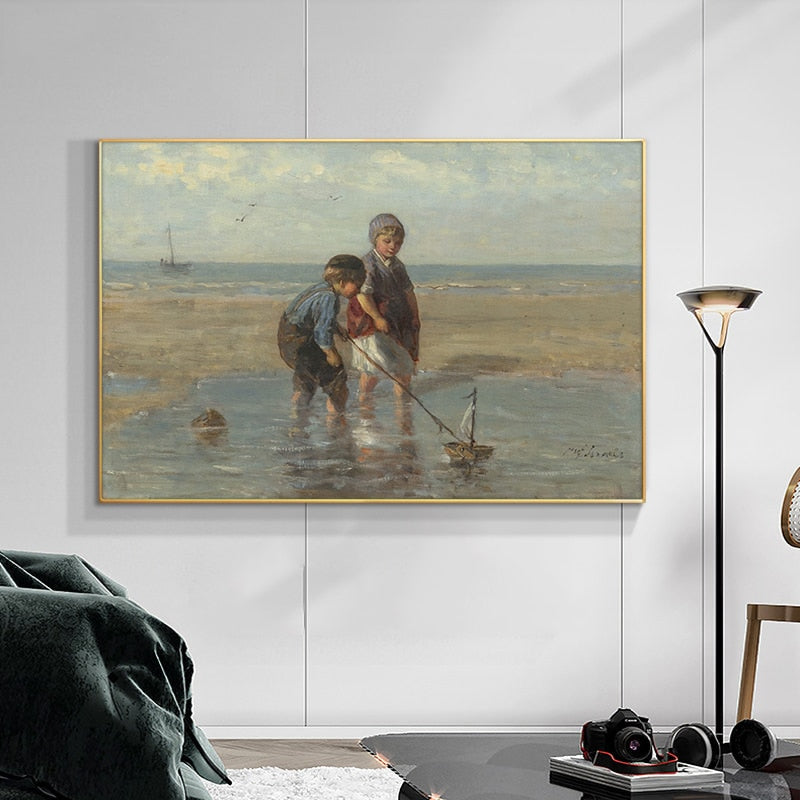 The Toy Sailboat by Jozef Israels Canvas Art