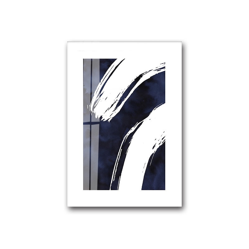 Minimalist Abstract Dark Blue Canvas Art