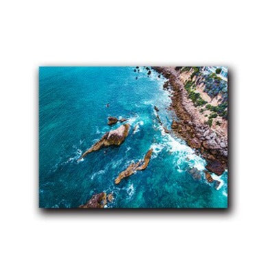 Beach Overlooking Blue Ocean Canvas Art