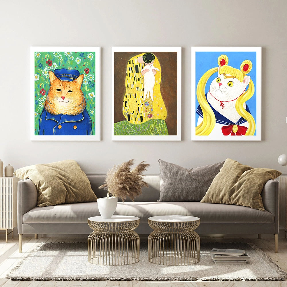 Classic Artist Cat Painting Canvas Art