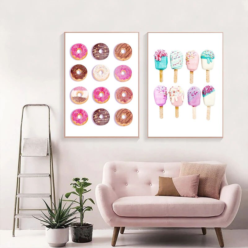 Delicious Colorful Donut Ice Cream Canvas Art