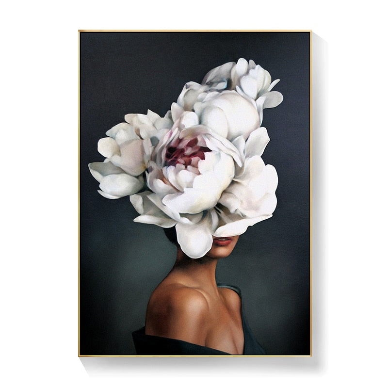 Lady Head Flower Canvas Art