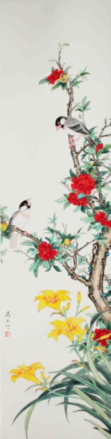 Chinese Style Flower Bird Canvas Art