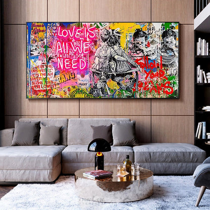 Love Is All We Need Graffiti Canvas Art