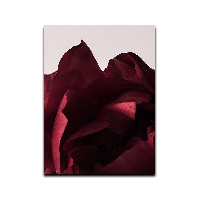 Red Rose Petal Floral Canvas Art