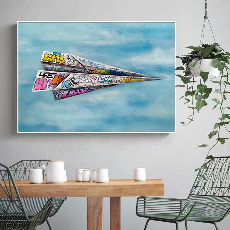 Graffiti Paper Plane Canvas Art