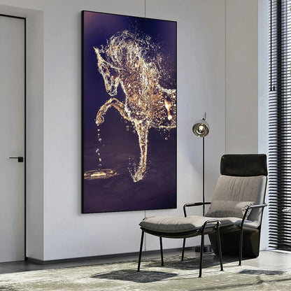 Abstract Gold Horse Wall Art Canvas