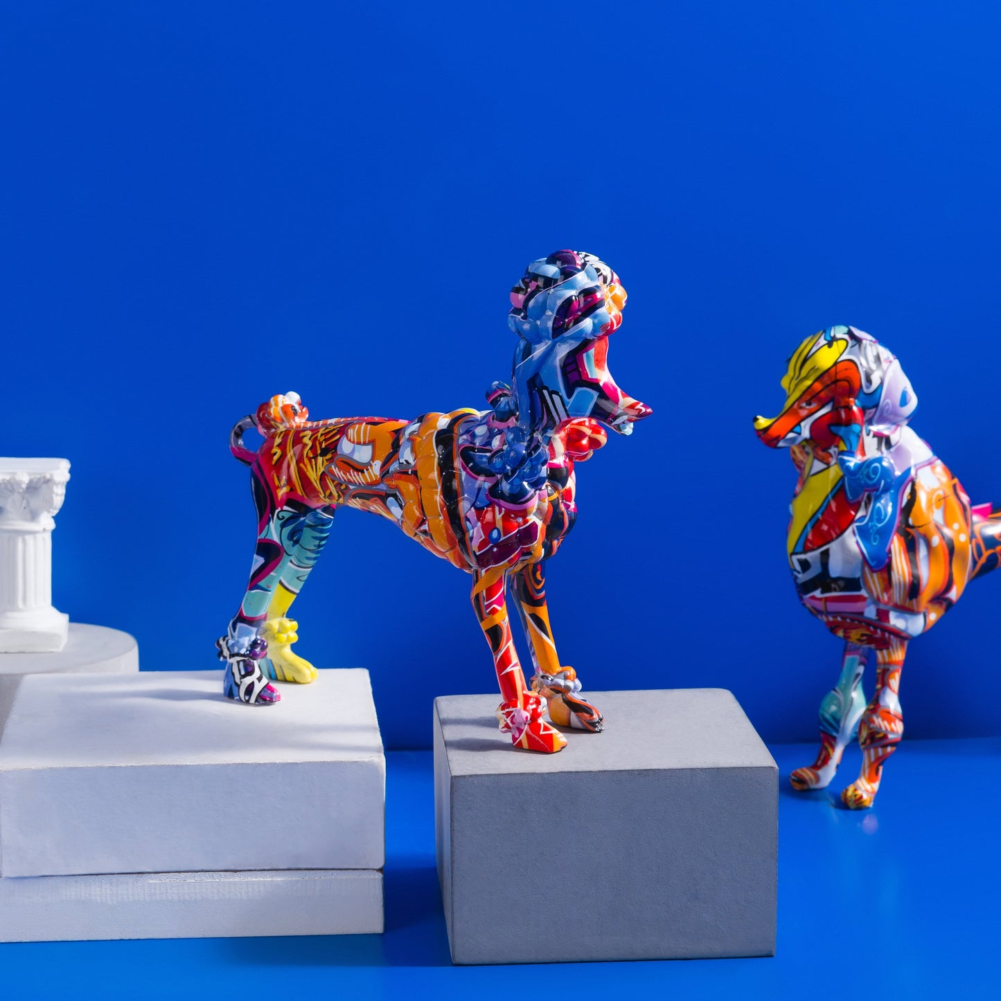 Graffiti Poodle Resin Statue