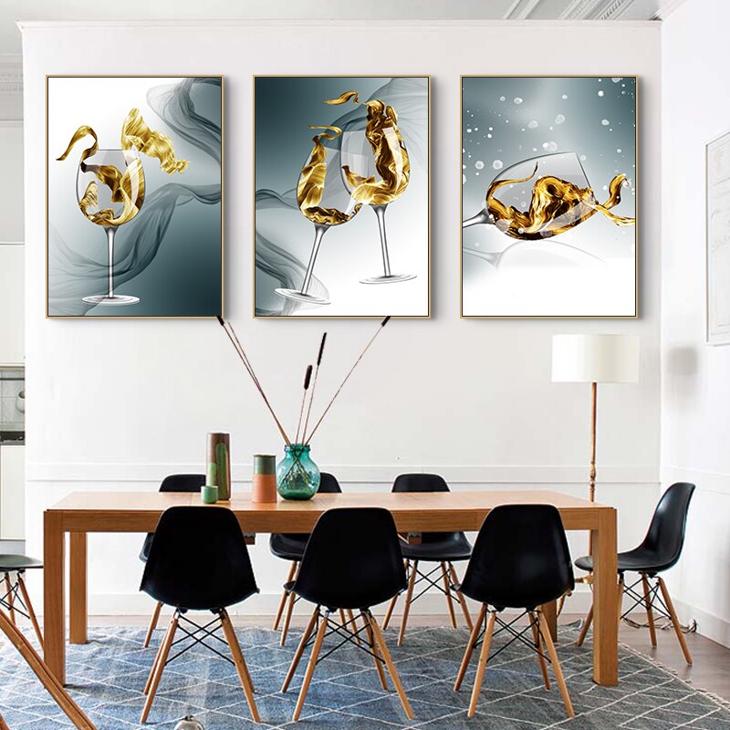 Gold Wine Glass Canvas Art