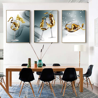 Gold Wine Glass Canvas Art