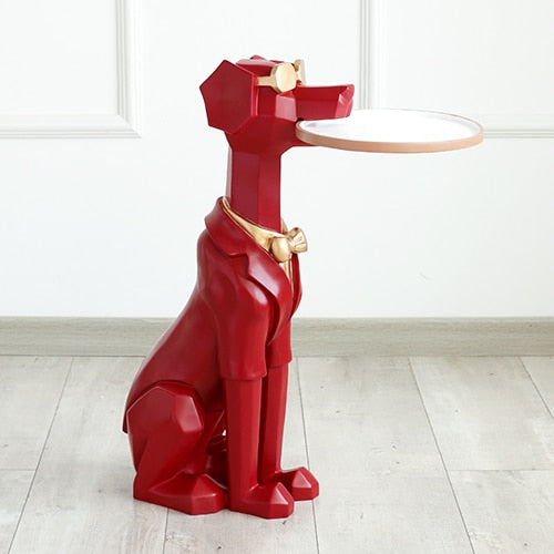 Sitting Dog Tray Statue