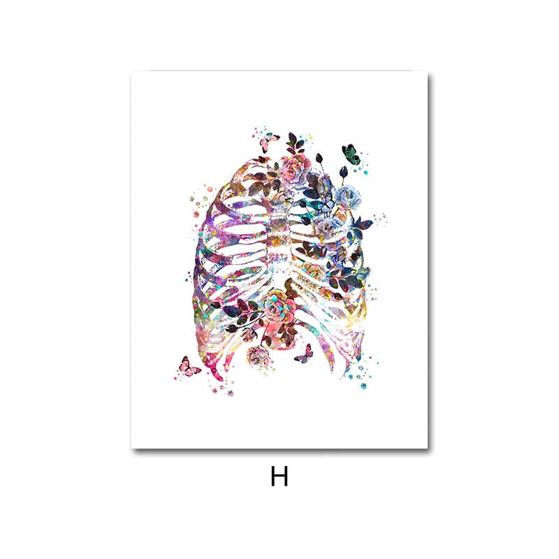 Colorful Flower Human Body Anatomy Canvas Art