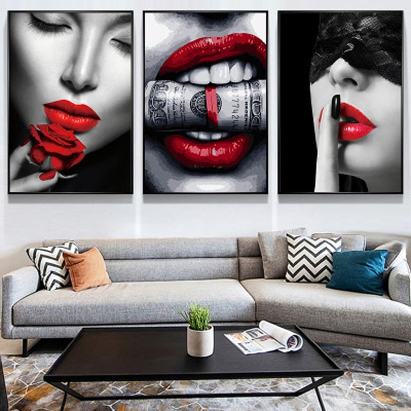 Sexy Red Lips Canvas Art